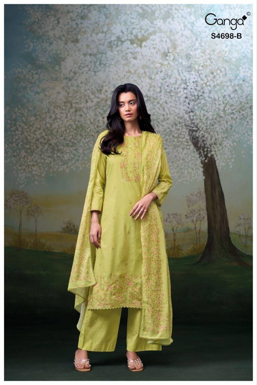 CHARISHA 4698 By Ganga Fashion 4698 A TO 4698 D Beautiful Festive Suits Stylish Colorful Fancy Casual Wear & Ethnic Wear PREMIUM COTTON Dresses At Wholesale Price